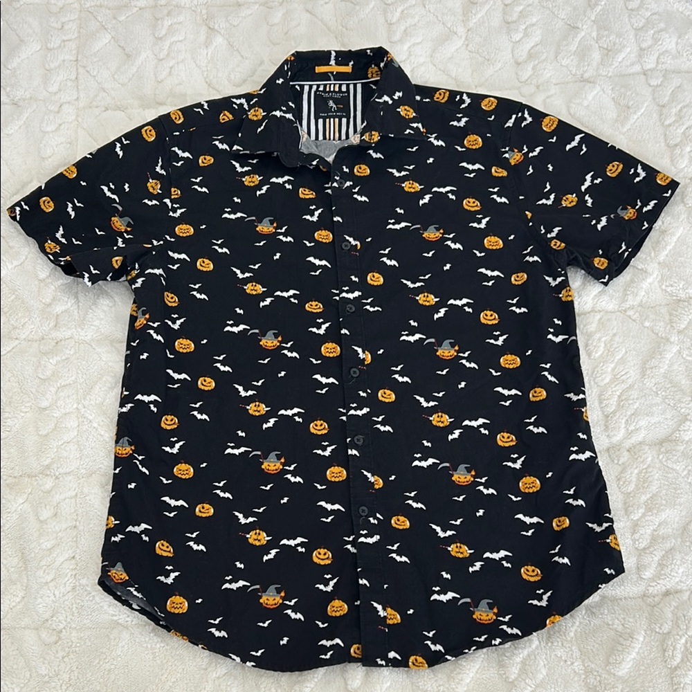 Halloween Pumpkin Bat Print Shirt